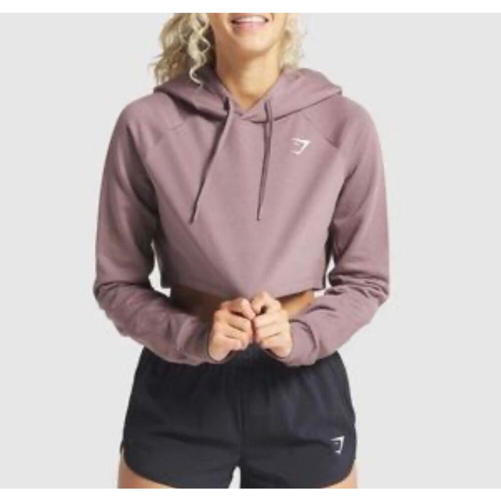 Gymshark Training Cropped Hoodie In Color Brown Size Medium
